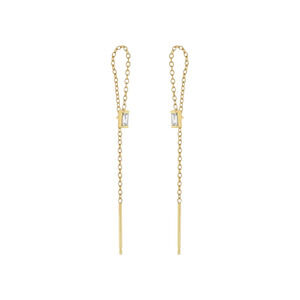 ZOE CHICCO 14k Gold Baguette Diamond Loop Threader Earrings Gold